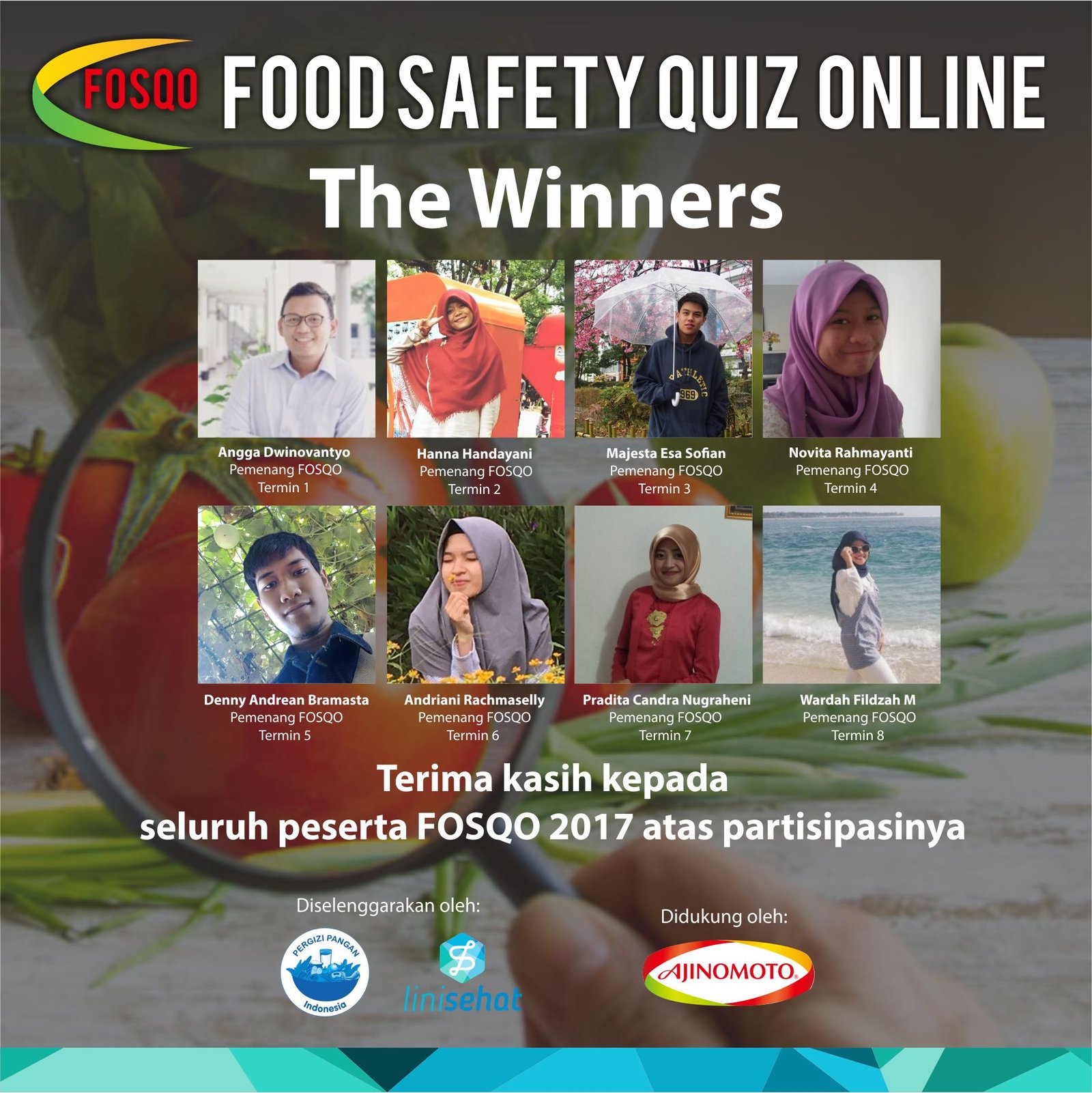 Pemenang FOSQO (Food Safety Quiz Online)