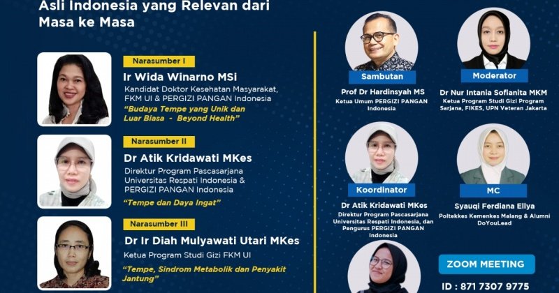 PERGIZI PANGAN Webinar Seri 87 : Budaya Tempe, Budaya Asli Indonesia yang Relevan dari Masa ke Masa