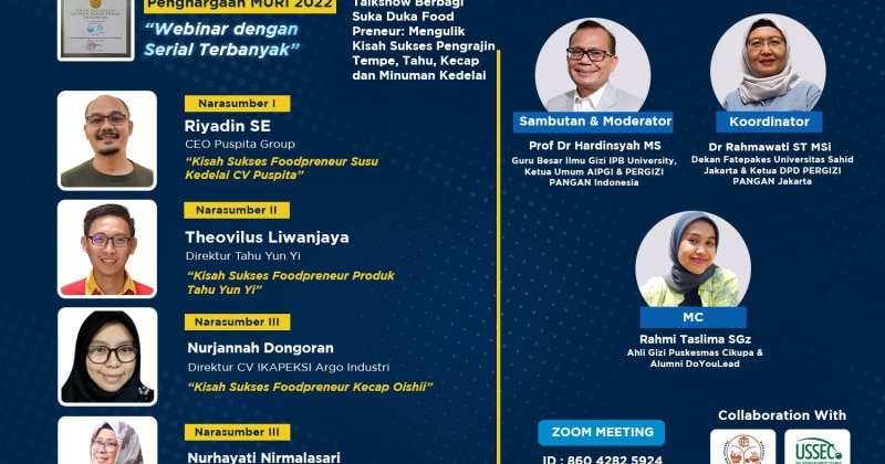 Talkshow Berbagi Suka Duka Food Preneur: Mengulik Kisah Sukses Pengrajin Tempe, Tahu, Kecap dan Minuman Kedelai